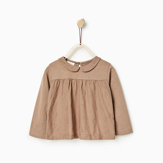 Contrast Embroidered Top