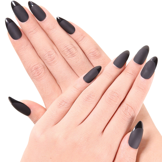 Ejiubas 24 Pcs Grey Color Matte With Glossy Finish Full Cover Talone Medium False Nail Tips